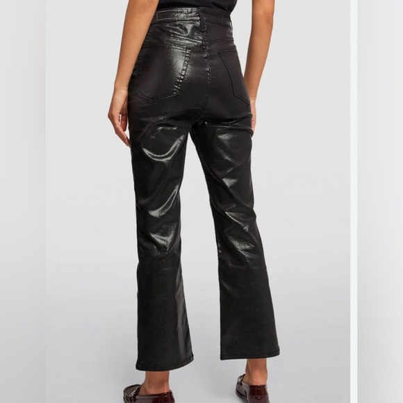 Rag And Bone Casey Black High Rise 5 Pocket Trendy Stylish Ankle Coated Jean 24 - Picture 1 of 5